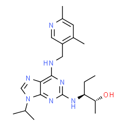 ChemSpider 2D Image | (2R,3S)-3-[(6-{[(4,6-Dimethyl-3-pyridinyl)methyl]amino}-9-isopropyl-9H-purin-2-yl)amino]-2-pentanol | C21H31N7O