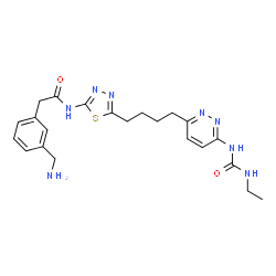 ChemSpider 2D Image | 2-[3-(Aminomethyl)phenyl]-N-[5-(4-{6-[(ethylcarbamoyl)amino]-3-pyridazinyl}butyl)-1,3,4-thiadiazol-2-yl]acetamide | C22H28N8O2S