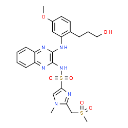 ChemSpider 2D Image | N-(3-{[2-(3-Hydroxypropyl)-5-methoxyphenyl]amino}-2-quinoxalinyl)-1-methyl-2-[(methylsulfonyl)methyl]-1H-imidazole-4-sulfonamide | C24H28N6O6S2