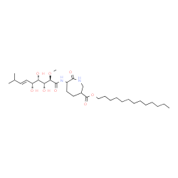 ChemSpider 2D Image | Tridecyl 7-oxo-6-{[(2R,3R,4S,5R,6E)-3,4,5-trihydroxy-2-methoxy-8-methyl-6-nonenoyl]amino}-3-azepanecarboxylate | C31H56N2O8