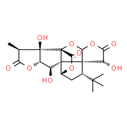 ChemSpider 2D Image | (1R,7S,8S,10R,11R,12R,13S,16S,17R)-6,12,17-Trihydroxy-16-methyl-8-(2-methyl-2-propanyl)-2,4,14,19-tetraoxahexacyclo[8.7.2.0~1,11~.0~3,7~.0~7,11~.0~13,17~]nonadecane-5,15,18-trione | C20H24O10