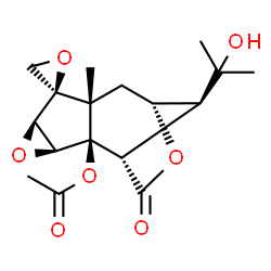 ChemSpider 2D Image | (1S,2R,3S,5R,6R,7R,9R,12S)-12-(2-Hydroxy-2-propanyl)-7-methyl-11-oxo-2H-spiro[4,10-dioxatetracyclo[7.2.1.0~2,7~.0~3,5~]dodecane-6,2'-oxiran]-2-yl acetate | C17H22O7