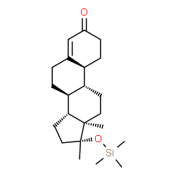 ChemSpider 2D Image | (8alpha,9beta,10alpha,13alpha,14beta,17alpha)-17-Methyl-17-[(trimethylsilyl)oxy]estr-4-en-3-one | C22H36O2Si
