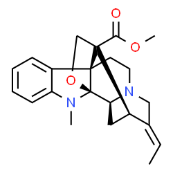 ChemSpider 2D Image | Methyl (1S,9S,14E,15R,19S)-14-ethylidene-2-methyl-18-oxa-2,12-diazahexacyclo[13.3.2.0~1,9~.0~3,8~.0~9,16~.0~12,19~]icosa-3,5,7-triene-16-carboxylate | C22H26N2O3