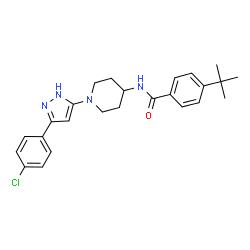 ChemSpider 2D Image | N-{1-[3-(4-Chlorophenyl)-1H-pyrazol-5-yl]-4-piperidinyl}-4-(2-methyl-2-propanyl)benzamide | C25H29ClN4O