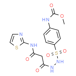 ChemSpider 2D Image | Methyl [4-({2-[3-oxo-3-(1,3-thiazol-2-ylamino)propanoyl]hydrazino}sulfonyl)phenyl]carbamate | C14H15N5O6S2