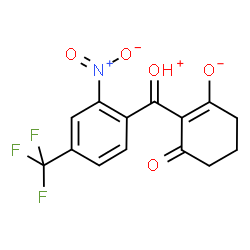 ChemSpider 2D Image | 2-{[2-Nitro-4-(trifluoromethyl)phenyl](oxonio)methyl}-3-oxo-1-cyclohexen-1-olate | C14H10F3NO5