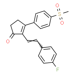 ChemSpider 2D Image | 2-[(E)-2-(4-Fluorophenyl)vinyl]-3-[4-(methylsulfonyl)phenyl]-2-cyclopenten-1-one | C20H17FO3S