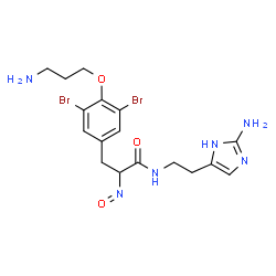 ChemSpider 2D Image | N-[2-(2-Amino-1H-imidazol-5-yl)ethyl]-O-(3-aminopropyl)-3,5-dibromo-Nalpha-oxotyrosinamide | C17H22Br2N6O3