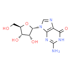 ChemSpider 2D Image | 2-Amino-9-(alpha-D-ribofuranosyl)-1,9-dihydro-6H-purin-6-one | C10H13N5O5