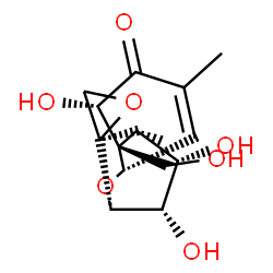 ChemSpider 2D Image | (3beta,4beta,5alpha,7beta,12R)-3,4,7,15-Tetrahydroxy-12,13-epoxytrichothec-9-en-8-one | C15H20O7