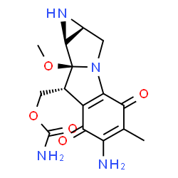 ChemSpider 2D Image | [(8R,8aS,8bS)-6-Amino-8a-methoxy-5-methyl-4,7-dioxo-1,1a,2,4,7,8,8a,8b-octahydroazireno[2',3':3,4]pyrrolo[1,2-a]indol-8-yl]methyl carbamate | C15H18N4O5