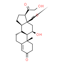 ChemSpider 2D Image | (10alpha,11alpha,14beta,17alpha)-11,21-Dihydroxy-3,20-dioxopregn-4-en-18-al | C21H28O5