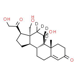 ChemSpider 2D Image | (10alpha,14beta,17alpha)-11,18,21-Trihydroxy(9,11,12,12-~2~H_4_)pregn-4-ene-3,20-dione | C21H26D4O5