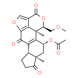 ChemSpider 2D Image | (1R,6bS,9aR,11R,11bS)-1-(Methoxymethyl)-9a,11b-dimethyl-3,6,9-trioxo-1,6,6b,7,8,9,9a,10,11,11b-decahydro-3H-furo[4,3,2-de]indeno[4,5-h]isochromen-11-yl acetate | C23H24O8