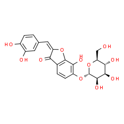 ChemSpider 2D Image | (2E)-2-(3,4-Dihydroxybenzylidene)-7-hydroxy-3-oxo-2,3-dihydro-1-benzofuran-6-yl alpha-L-mannopyranoside | C21H20O11