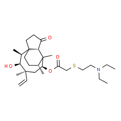 ChemSpider 2D Image | (1S,2S,3S,4S,14R)-3-Hydroxy-2,4,7,14-tetramethyl-9-oxo-4-vinyltricyclo[5.4.3.0~1,8~]tetradec-6-yl {[2-(diethylamino)ethyl]sulfanyl}acetate | C28H47NO4S