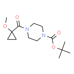 ChemSpider 2D Image | tert-Butyl 4-(1-methoxycyclopropanecarbonyl)piperazine-1-carboxylate | C14H24N2O4