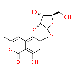 ChemSpider 2D Image | 8-Hydroxy-3-methyl-1-oxo-1H-isochromen-6-yl alpha-D-ribofuranoside | C15H16O8