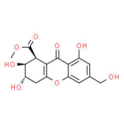 ChemSpider 2D Image | Methyl (1S,2S,3S)-2,3,8-trihydroxy-6-(hydroxymethyl)-9-oxo-2,3,4,9-tetrahydro-1H-xanthene-1-carboxylate | C16H16O8
