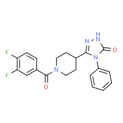 ChemSpider 2D Image | 5-[1-(3,4-Difluorobenzoyl)-4-piperidinyl]-4-phenyl-2,4-dihydro-3H-1,2,4-triazol-3-one | C20H18F2N4O2