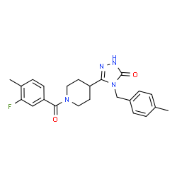 ChemSpider 2D Image | 5-[1-(3-Fluoro-4-methylbenzoyl)-4-piperidinyl]-4-(4-methylbenzyl)-2,4-dihydro-3H-1,2,4-triazol-3-one | C23H25FN4O2