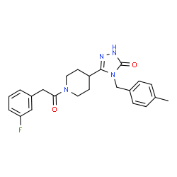ChemSpider 2D Image | 5-{1-[(3-Fluorophenyl)acetyl]-4-piperidinyl}-4-(4-methylbenzyl)-2,4-dihydro-3H-1,2,4-triazol-3-one | C23H25FN4O2