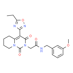 ChemSpider 2D Image | 2-[4-(5-Ethyl-1,2,4-oxadiazol-3-yl)-1,3-dioxo-5,6,7,8-tetrahydro-1H-pyrido[1,2-c]pyrimidin-2(3H)-yl]-N-(3-methoxybenzyl)acetamide | C22H25N5O5