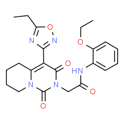 ChemSpider 2D Image | N-(2-Ethoxyphenyl)-2-[4-(5-ethyl-1,2,4-oxadiazol-3-yl)-1,3-dioxo-5,6,7,8-tetrahydro-1H-pyrido[1,2-c]pyrimidin-2(3H)-yl]acetamide | C22H25N5O5