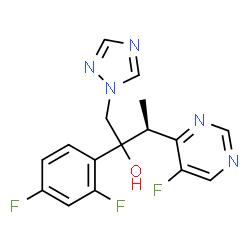 ChemSpider 2D Image | (3S)-2-(2,4-Difluorophenyl)-3-(5-fluoro-4-pyrimidinyl)-1-(1H-1,2,4-triazol-1-yl)-2-butanol | C16H14F3N5O