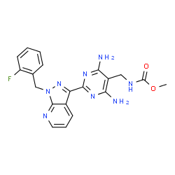 ChemSpider 2D Image | Methyl ({4,6-diamino-2-[1-(2-fluorobenzyl)-1H-pyrazolo[3,4-b]pyridin-3-yl]-5-pyrimidinyl}methyl)carbamate | C20H19FN8O2