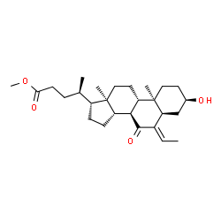 ChemSpider 2D Image | Methyl (3alpha,5beta,6E)-6-ethylidene-3-hydroxy-7-oxocholan-24-oate | C27H42O4