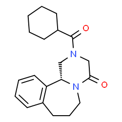 ChemSpider 2D Image | (12bR)-2-(Cyclohexylcarbonyl)-2,3,6,7,8,12b-hexahydropyrazino[2,1-a][2]benzazepin-4(1H)-one | C20H26N2O2