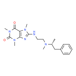 ChemSpider 2D Image | 1,3,7-Trimethyl-8-[(2-{methyl[(2R)-1-phenyl-2-propanyl]amino}ethyl)amino]-3,7-dihydro-1H-purine-2,6-dione | C20H28N6O2