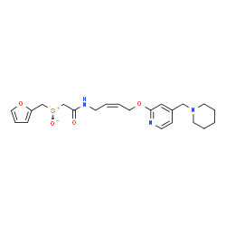ChemSpider 2D Image | (2-Furylmethyl)(2-oxo-2-{[(2Z)-4-{[4-(1-piperidinylmethyl)-2-pyridinyl]oxy}-2-buten-1-yl]amino}ethyl)sulfoniumolate | C22H29N3O4S