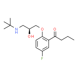 ChemSpider 2D Image | 1-(5-Fluoro-2-{(2S)-2-hydroxy-3-[(2-methyl-2-propanyl)amino]propoxy}phenyl)-1-butanone | C17H26FNO3