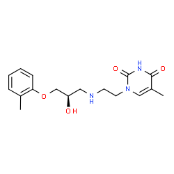 ChemSpider 2D Image | 1-(2-{[(2R)-2-Hydroxy-3-(2-methylphenoxy)propyl]amino}ethyl)-5-methyl-2,4(1H,3H)-pyrimidinedione | C17H23N3O4