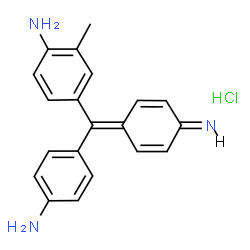 ChemSpider 2D Image | 4-{(E)-(4-Aminophenyl)[(4E)-4-imino-2,5-cyclohexadien-1-ylidene]methyl}-2-methylaniline hydrochloride (1:1) | C20H20ClN3