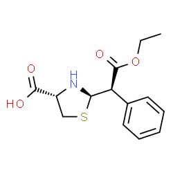 ChemSpider 2D Image | (2R,4S)-2-[(1R)-2-Ethoxy-2-oxo-1-phenylethyl]-1,3-thiazolidine-4-carboxylic acid | C14H17NO4S