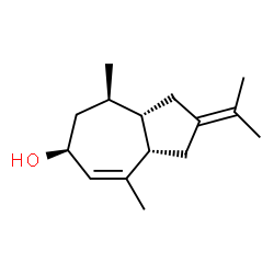 ChemSpider 2D Image | (3aS,4R,6S,8aS)-2-Isopropylidene-4,8-dimethyl-1,2,3,3a,4,5,6,8a-octahydro-6-azulenol | C15H24O