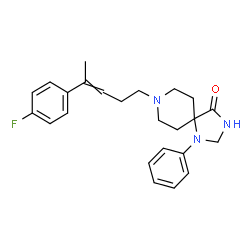 ChemSpider 2D Image | 8-[4-(4-Fluorophenyl)-3-penten-1-yl]-1-phenyl-1,3,8-triazaspiro[4.5]decan-4-one | C24H28FN3O