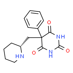ChemSpider 2D Image | 5-Phenyl-5-[(2R)-2-piperidinylmethyl]-2,4,6(1H,3H,5H)-pyrimidinetrione | C16H19N3O3