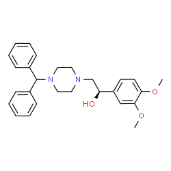 ChemSpider 2D Image | (1R)-1-(3,4-Dimethoxyphenyl)-2-[4-(diphenylmethyl)-1-piperazinyl]ethanol | C27H32N2O3