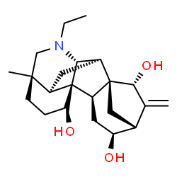 ChemSpider 2D Image | (1R,2R,4S,5R,7R,8R,9R,10R,13R,17R)-11-Ethyl-13-methyl-6-methylene-11-azahexacyclo[7.7.2.1~5,8~.0~1,10~.0~2,8~.0~13,17~]nonadecane-4,7,16-triol | C22H33NO3
