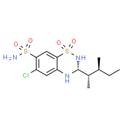 ChemSpider 2D Image | (3R)-6-Chloro-3-[(2S,3S)-3-methyl-2-pentanyl]-3,4-dihydro-2H-1,2,4-benzothiadiazine-7-sulfonamide 1,1-dioxide | C13H20ClN3O4S2