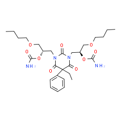 ChemSpider 2D Image | (5-Ethyl-2,4,6-trioxo-5-phenyldihydropyrimidine-1,3(2H,4H)-diyl)bis(2S)-3-butoxy-1,2-propanediyl dicarbamate | C28H42N4O9