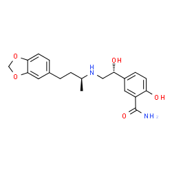 ChemSpider 2D Image | 5-[(1R)-2-{[(2S)-4-(1,3-Benzodioxol-5-yl)-2-butanyl]amino}-1-hydroxyethyl]-2-hydroxybenzamide | C20H24N2O5