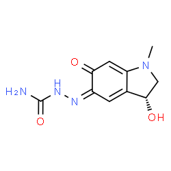 ChemSpider 2D Image | (2Z)-2-[(3R)-3-Hydroxy-1-methyl-6-oxo-1,2,3,6-tetrahydro-5H-indol-5-ylidene]hydrazinecarboxamide | C10H12N4O3