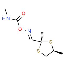 ChemSpider 2D Image | {[(E)-{[(2R,4S)-2,4-Dimethyl-1,3-dithiolan-2-yl]methylene}amino]oxy}(methylamino)methanone | C8H14N2O2S2