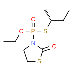 ChemSpider 2D Image | S-[(2R)-2-Butanyl] O-ethyl (2-oxo-1,3-thiazolidin-3-yl)phosphonothioate | C9H18NO3PS2